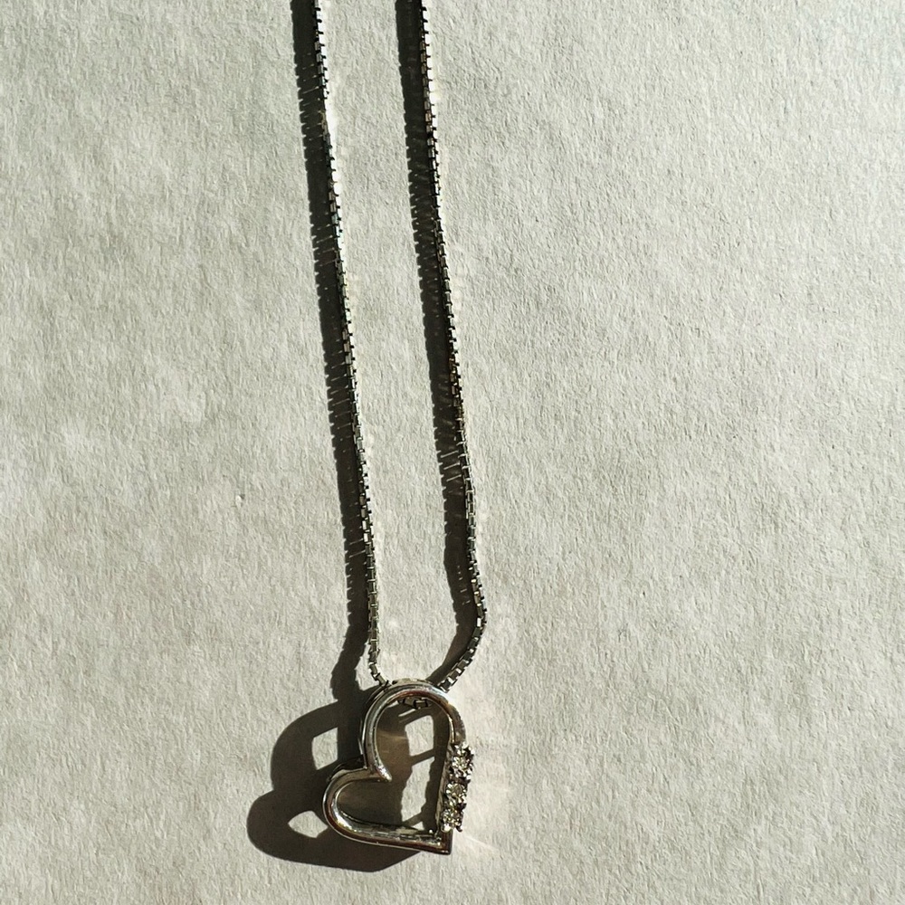 Real Silver & Diamond heart necklace